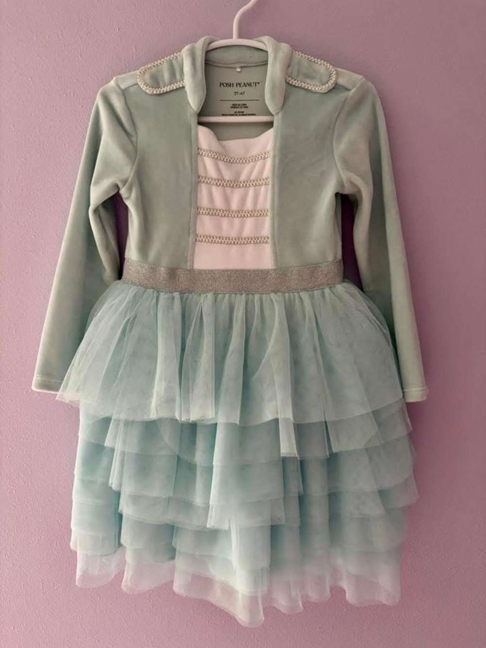 Posh Peanut Icy Blue Nutcracker Velour Tulle Dress